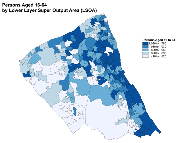 Wirral population, all persons, aged 16 to 64, by lower super output area